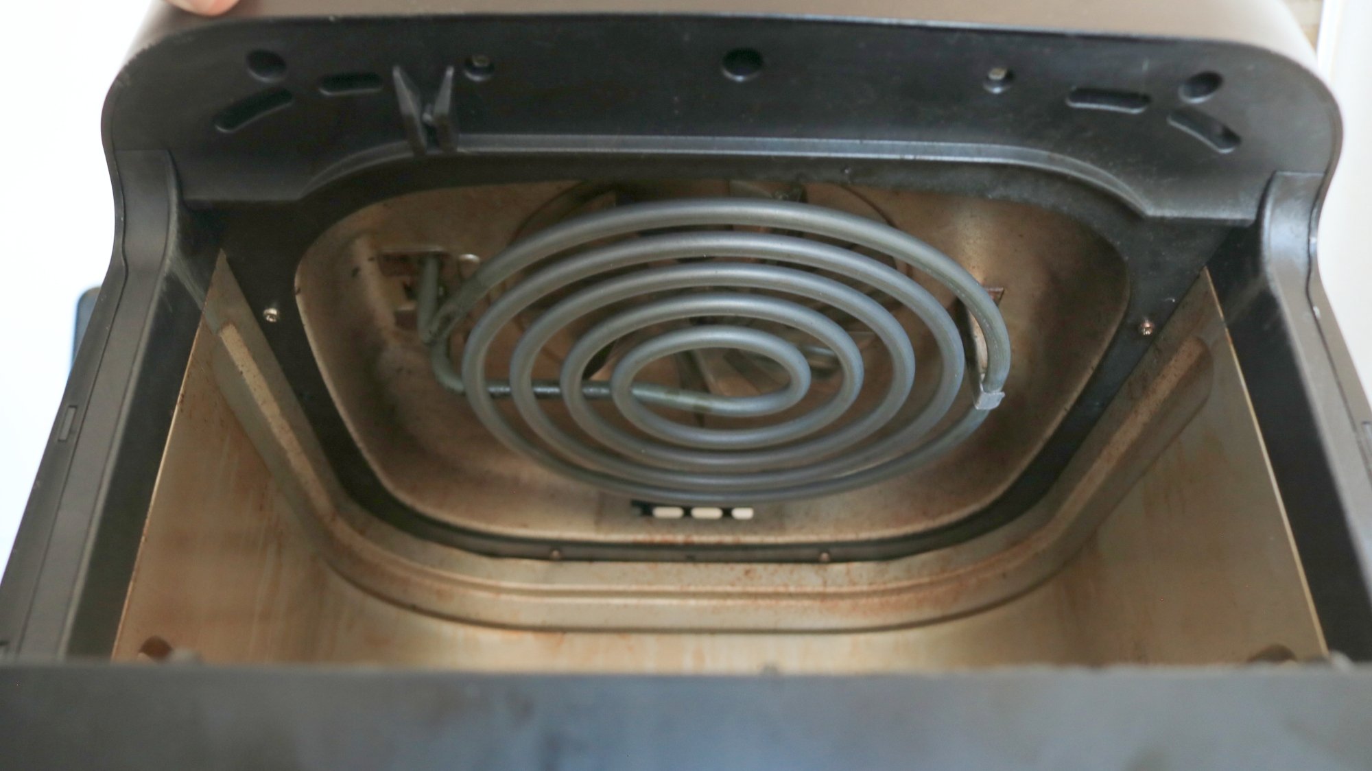 The inside of an Instant Vortex air fryer.